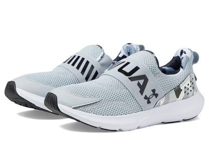 Under Armour Boy's Surge 3 Slip-On Print (Big Kid) Mod Gray/Black/Black 6.5 Big Kid M