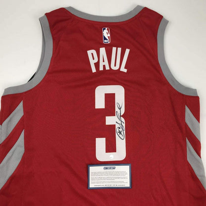 Autographed/Signed Chris Paul Houston Rockets Red Basketball Jersey Steiner Sports COA