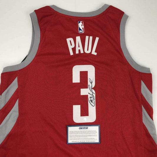 Autographed/Signed Chris Paul Houston Rockets Red Basketball Jersey Steiner Sports COA