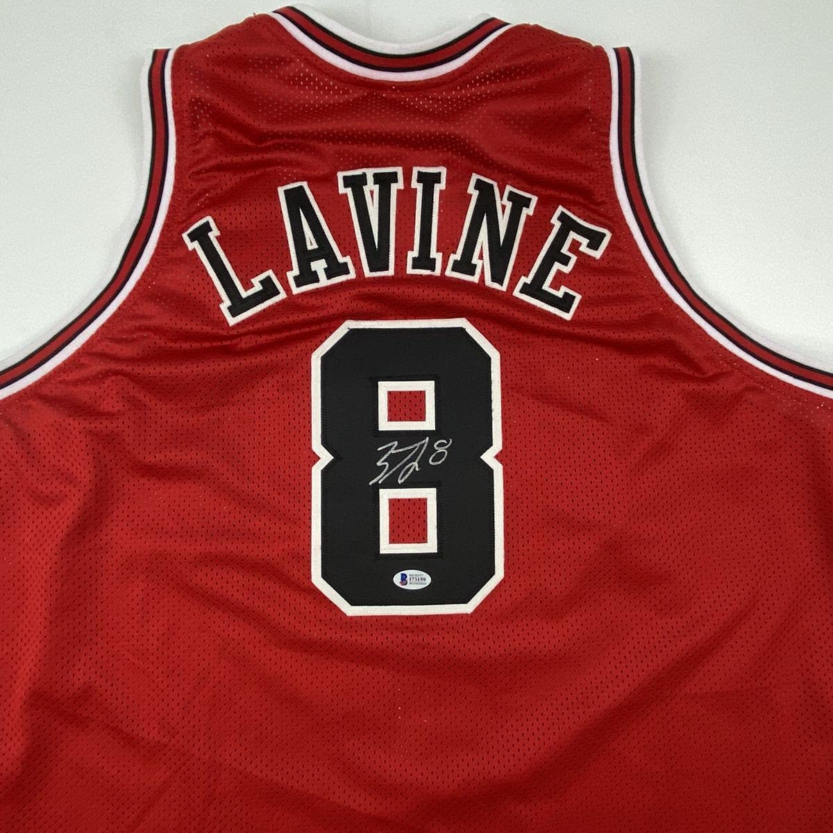 Autographed/Signed Zach LaVine Chicago Red Basketball Jersey Beckett BAS COA