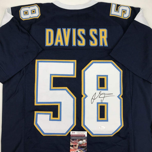 Autographed/Signed Thomas Davis Sr. Los Angeles LA Dark Blue Football Jersey JSA COA