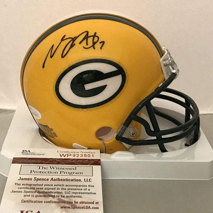 Autographed/Signed Davante Adams Green Bay Packers Football Mini Helmet JSA COA