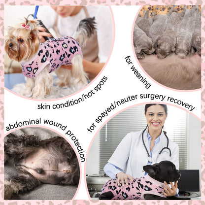 Recovery Suit for Dogs After Surgery Soft Breathable Dog - Pink Leopard XXL