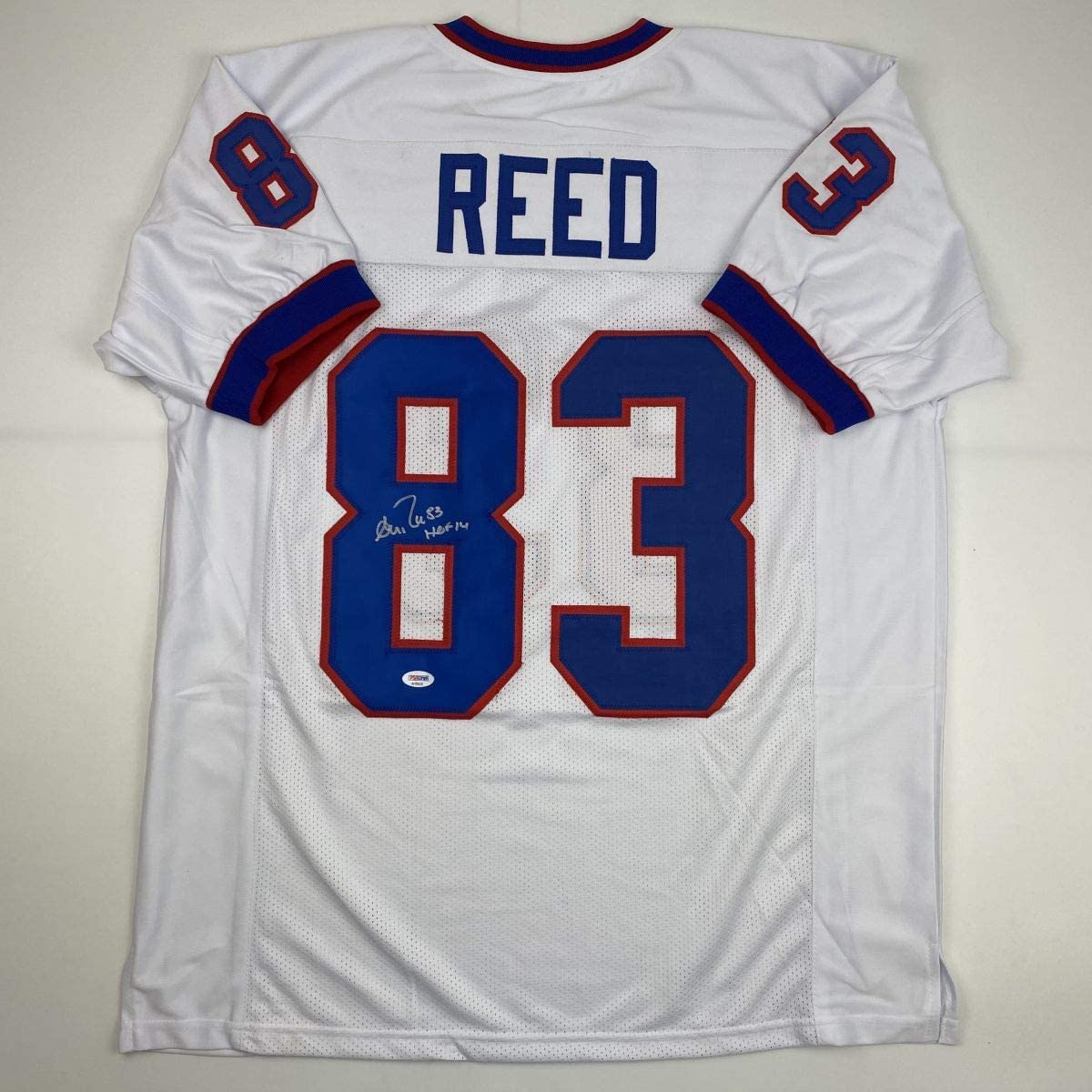 Autographed/Signed Andre Reed HOF 14 Buffalo White Football Jersey PSA/DNA COA