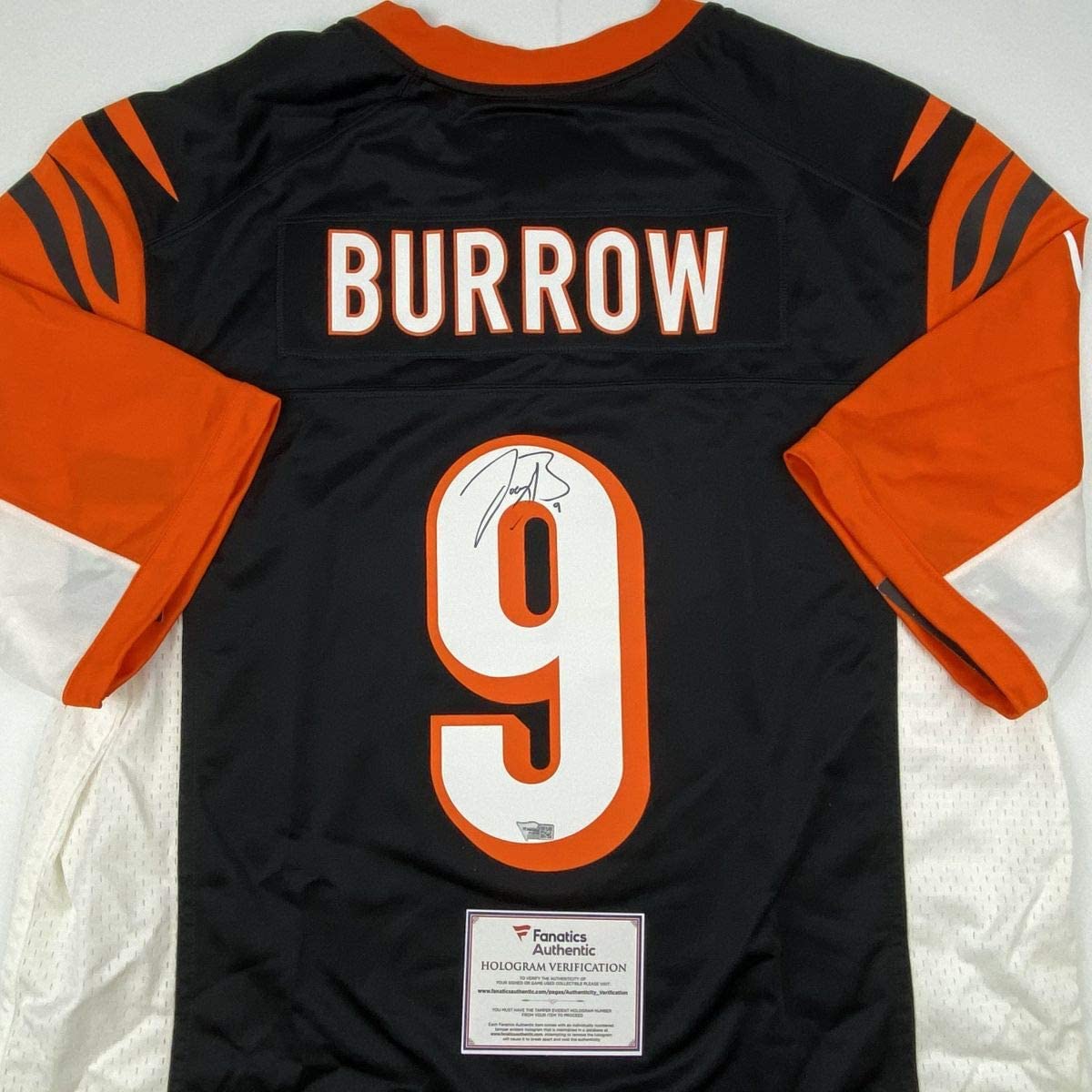 Autographed/Signed Joe Burrow Cincinnati Bengals Black Authentic Nike Game Football Jersey Fanatics COA