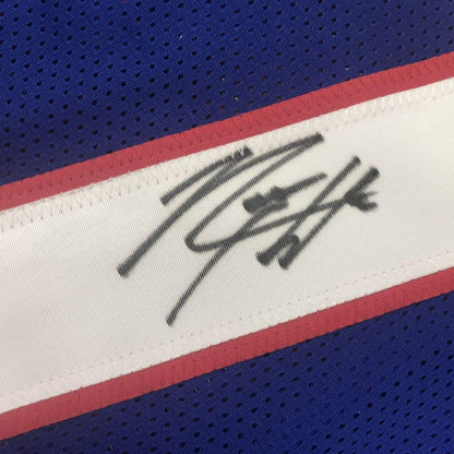 Autographed/Signed Rodney Hampton New York Blue Football Jersey PSA/DNA COA