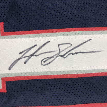 Autographed/Signed Josh Gordon New England Blue Football Jersey JSA COA