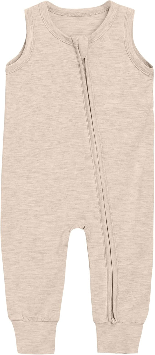Baby Footies Summer Sleeveless 2 Way Zipper Rompers Infant Toddler Pajamas Romper Outfits- Viscose from Bamboo