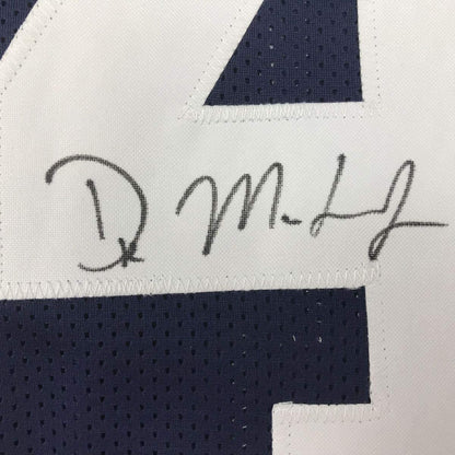 Framed Autographed/Signed DK D.K. Metcalf 35x39 Ole Miss Blue College Football Jersey JSA COA