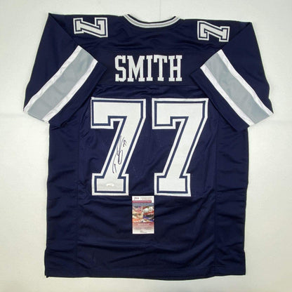 Autographed/Signed Tyron Smith Dallas Blue Football Jersey JSA COA