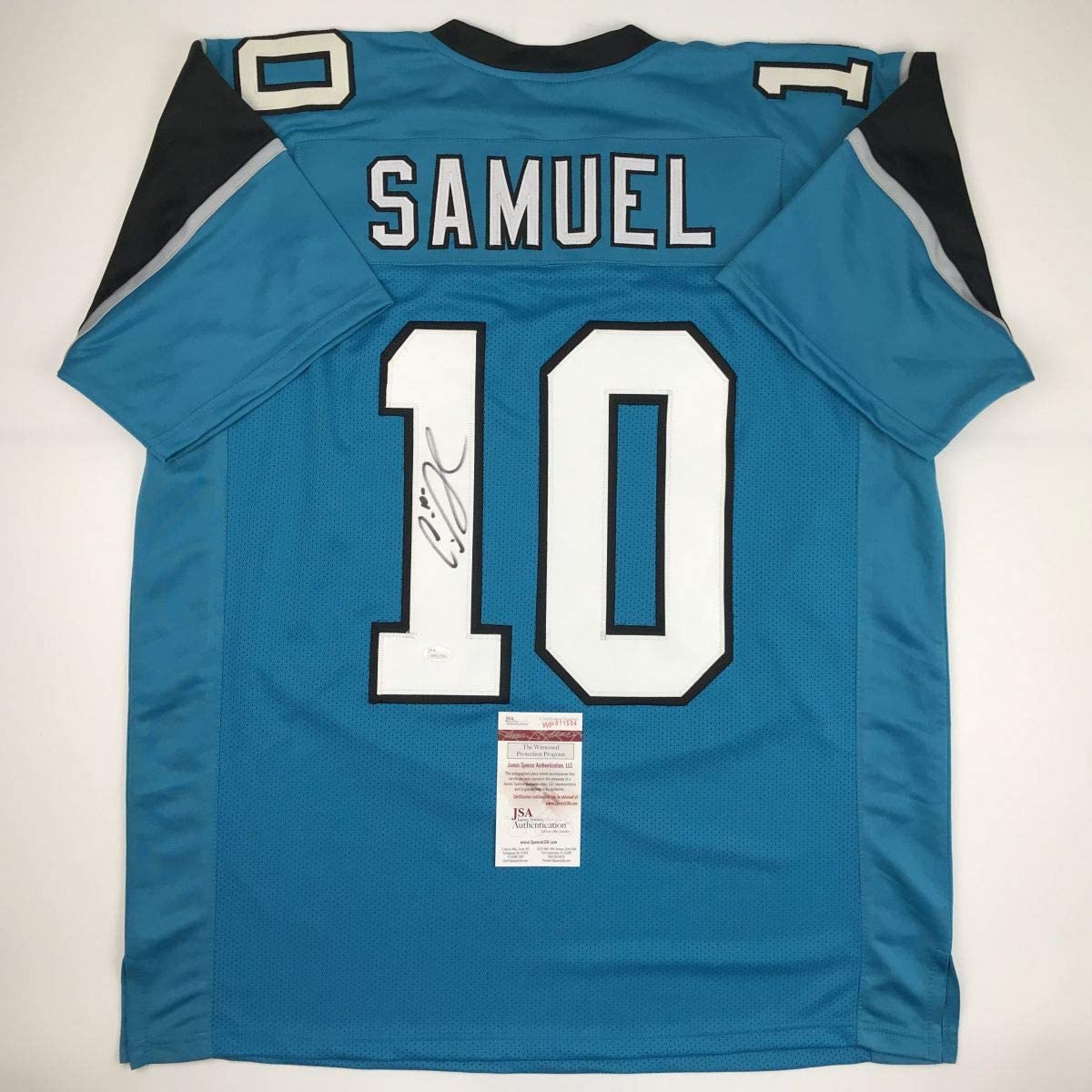 Autographed/Signed Curtis Samuel Carolina Blue Football Jersey JSA COA