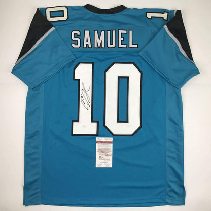 Autographed/Signed Curtis Samuel Carolina Blue Football Jersey JSA COA