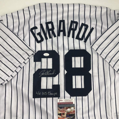 Autographed/Signed Joe Girardi 4x WS Champs New York Pinstripe Baseball Jersey JSA COA