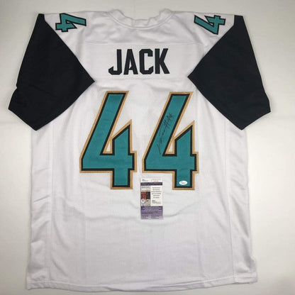 Autographed/Signed Myles Jack Jacksonville Retro White Football Jersey JSA COA