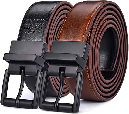 Beltox Men___s Belt Dress Casual Reversible Leather 1.1__� w Roller Buckle Rotated