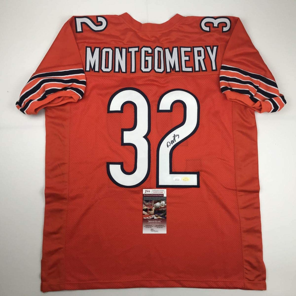 Autographed/Signed David Montgomery Chicago Bears Orange Football Jersey JSA COA