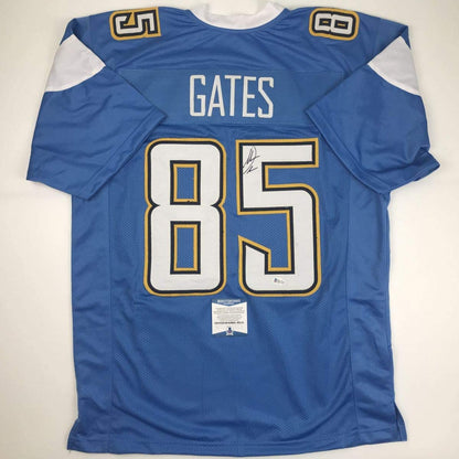 Autographed/Signed Antonio Gates Los Angeles LA Powder Blue Football Jersey Beckett BAS COA