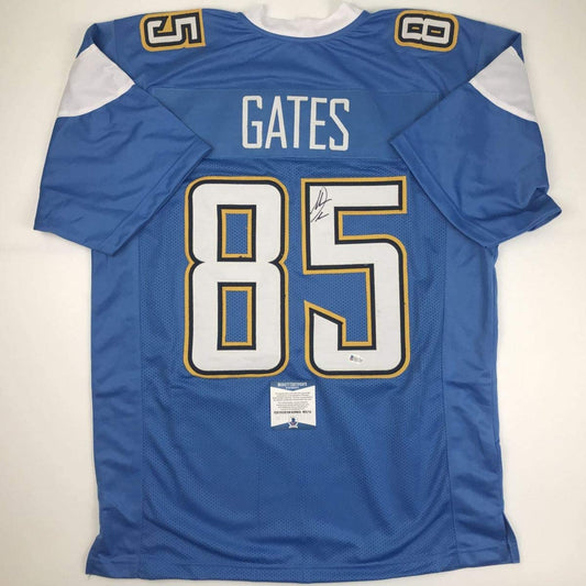 Autographed/Signed Antonio Gates Los Angeles LA Powder Blue Football Jersey Beckett BAS COA