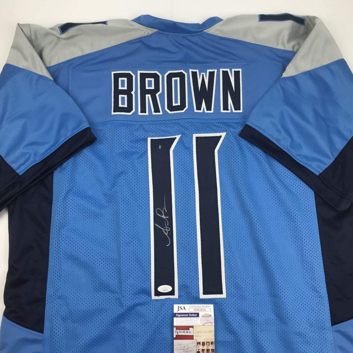 Autographed/Signed AJ A.J. Brown Tennessee Powder Blue Football Jersey JSA COA