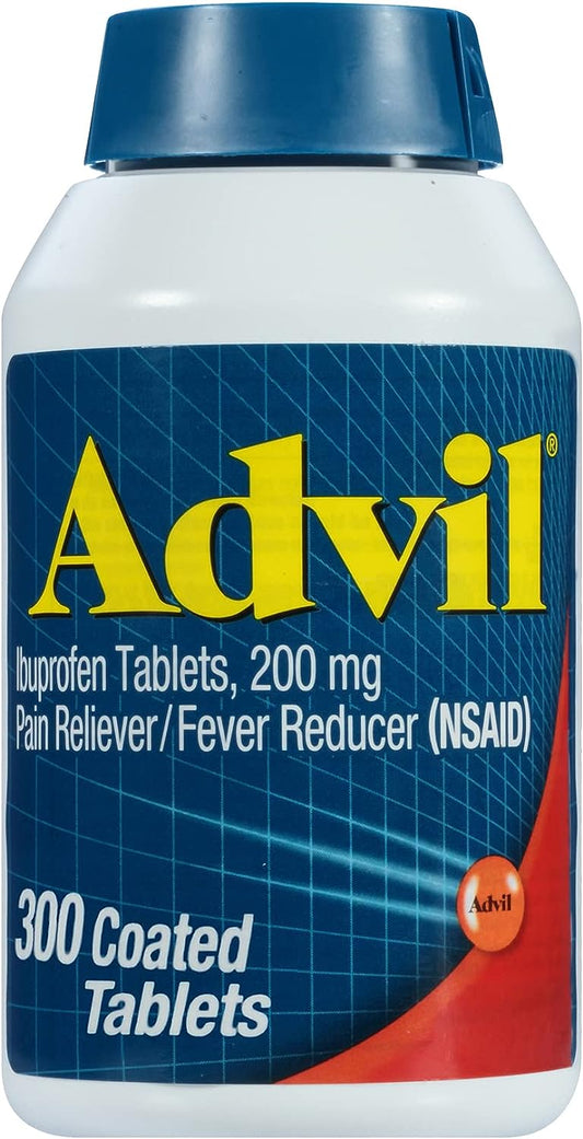Advil Pain Reliever and Fever Reducer, Pain Relief Medicine with Ibuprofen 200mg for Headache, Backache, Menstrual Pain and Joint Pain Relief - 300 Coated Tablets