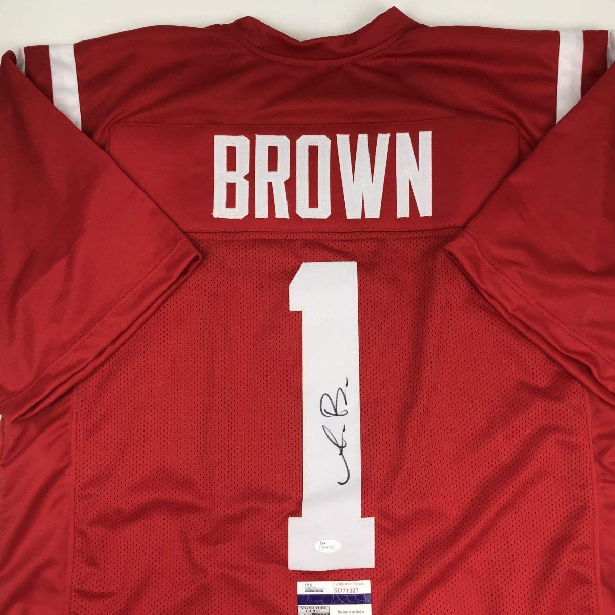 Autographed/Signed AJ A.J. Brown Ole Miss Red College Football Jersey JSA COA