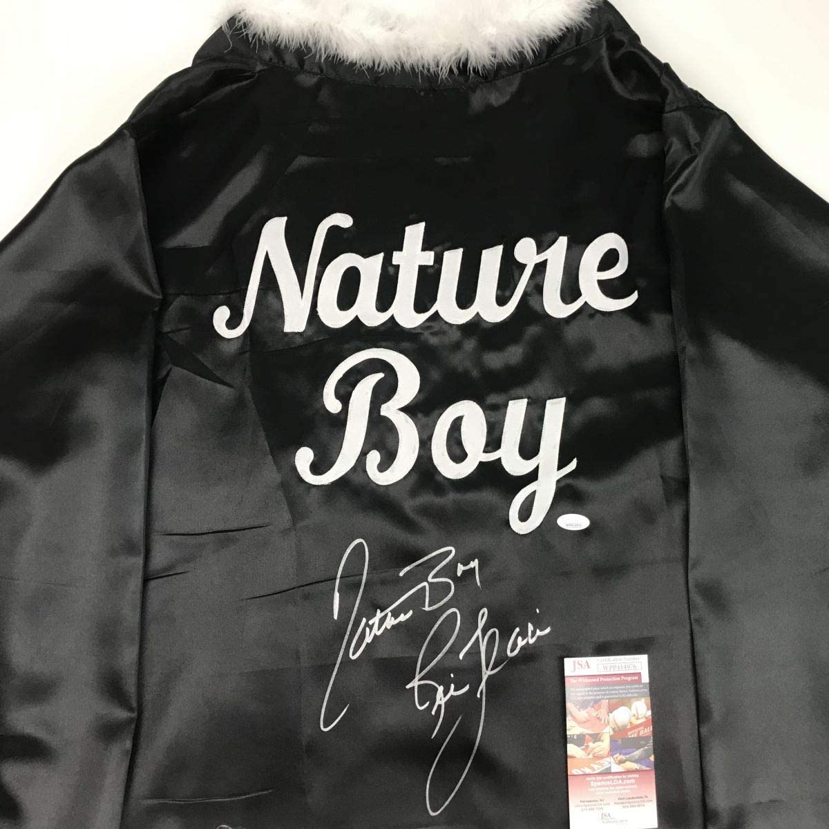 Autographed/Signed Ric Flair Nature Boy Black WWE Replica Wrestling Robe JSA COA Auto