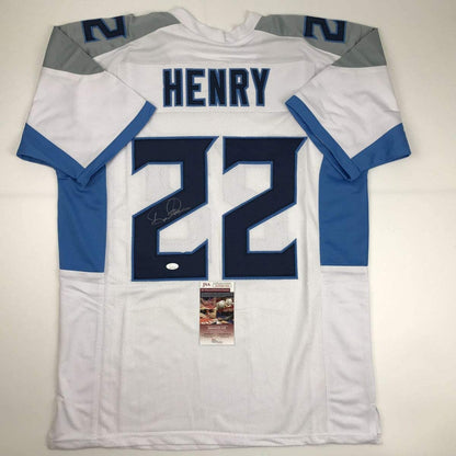 Autographed/Signed Derrick Henry Tennessee White Football Jersey JSA COA