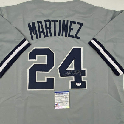 Autographed/Signed Tino Martinez New York Grey Baseball Jersey PSA/DNA COA