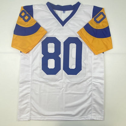 Autographed/Signed Henry Ellard Los Angeles LA White Football Jersey JSA COA
