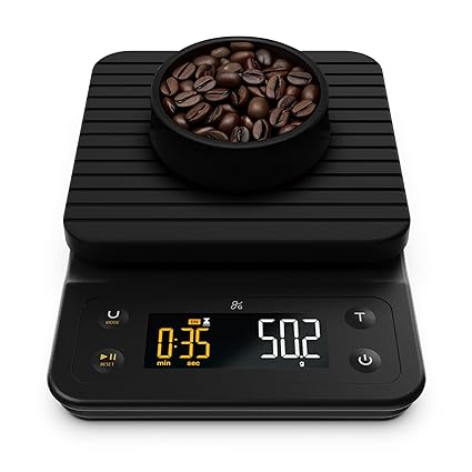 Greater Goods Digital Accurate Coffee Scale for Pour-Over Maker, with Timer for Great French Press and General Kitchen Use, (Onyx Black)