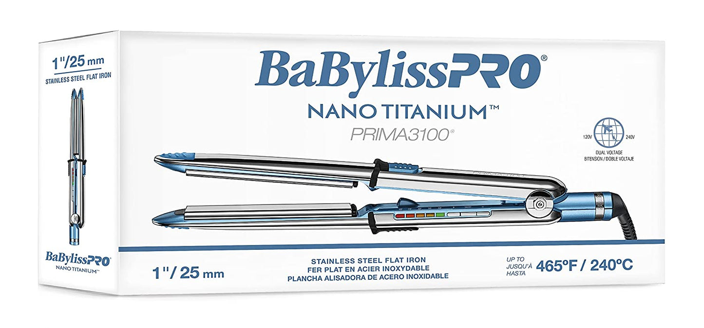 BabylissPRO Nano Titanium Prima Ionic Hair Straightener, Curl and Straighten Hair With One Professional Tool