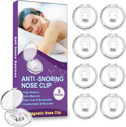Snore Stopper, Anti Snoring Devices (8 Pack), Silicone Magnetic Stop Snoring Solution, Comfortable & Professional Anti Snoring Nose Clip for Men and Women