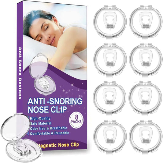 Snore Stopper, Anti Snoring Devices (8 Pack), Silicone Magnetic Stop Snoring Solution, Comfortable & Professional Anti Snoring Nose Clip for Men and Women