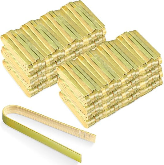 240 Pcs Mini Bamboo Tongs Disposable Small Wooden Toaster Tongs Charcuterie Serving Tongs Party Cooking Utensils for Catering Buffet Appetizer Home Use Tea Supplies, 4 Inch (4 Inch)