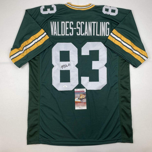 Autographed/Signed Marquez Valdes-Scantling Green Bay Green Football Jersey JSA COA