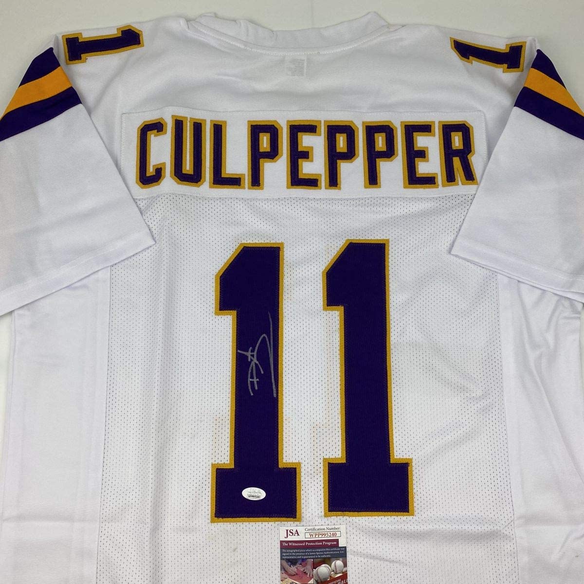 Autographed/Signed Daunte Culpepper Minnesota White Football Jersey JSA COA