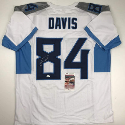 Autographed/Signed Corey Davis Tennessee 2018 White Football Jersey JSA COA