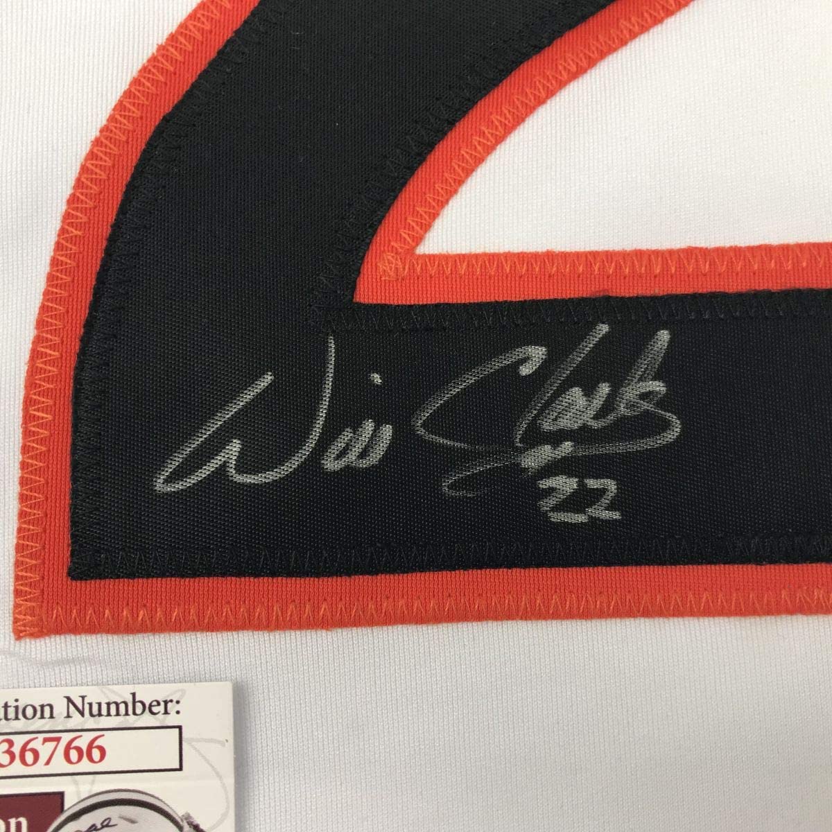 Autographed/Signed Will Clark San Francisco White Baseball Jersey JSA COA