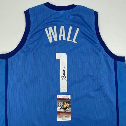 Autographed/Signed John Wall Houston Light Blue Basketball Jersey JSA COA