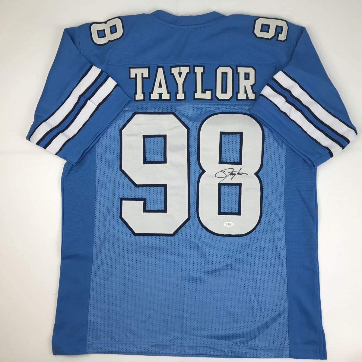 Autographed/Signed Lawrence Taylor North Carolina Blue College Football Jersey JSA COA Holo Only