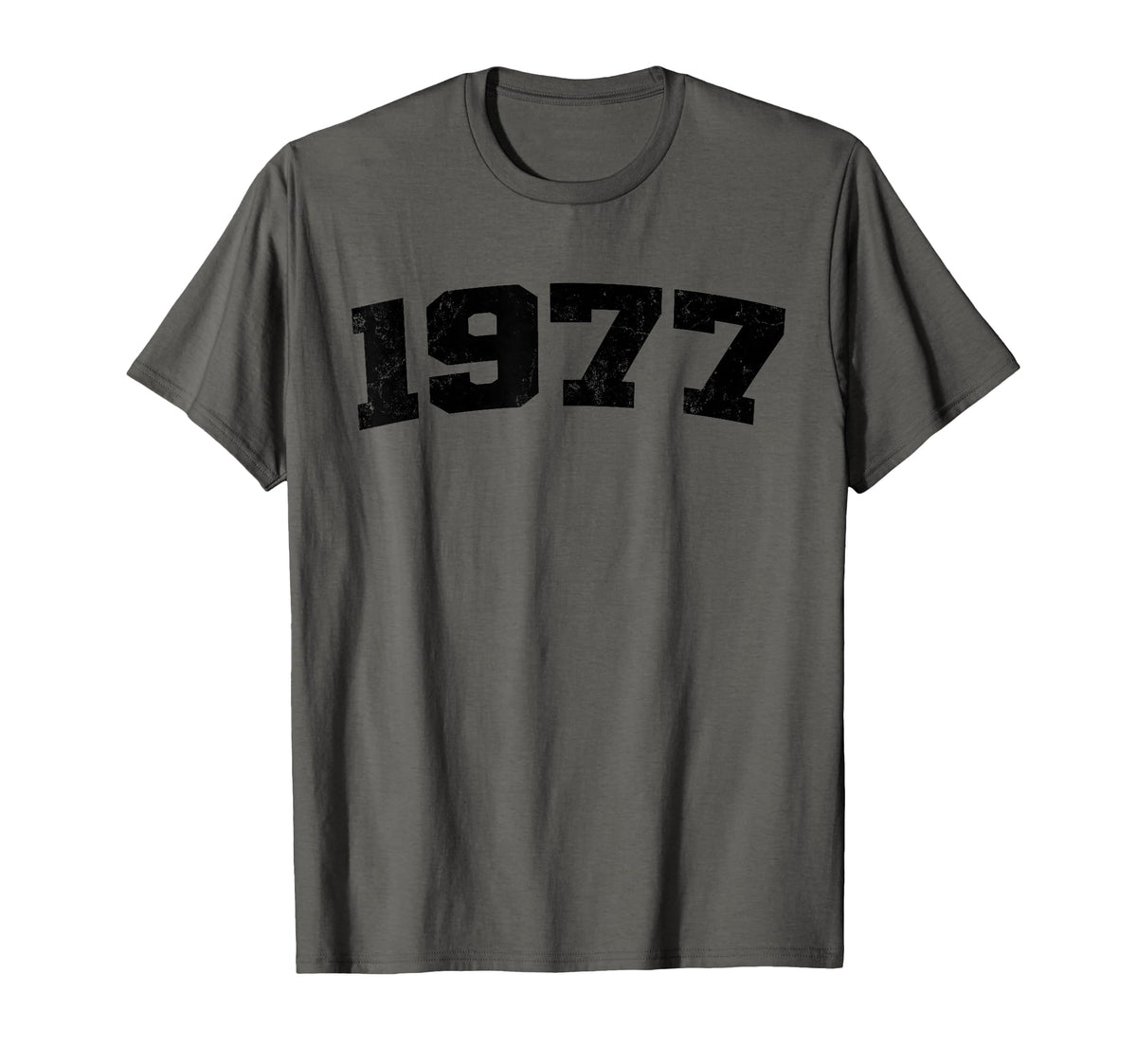 1977 Arched Varsity Distressed T-Shirt - Casual Everyday Wear for Adults