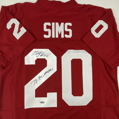 Autographed/Signed Billy Sims 78 Heisman Oklahoma Maroon College Football Jersey Tristar COA Holo Only