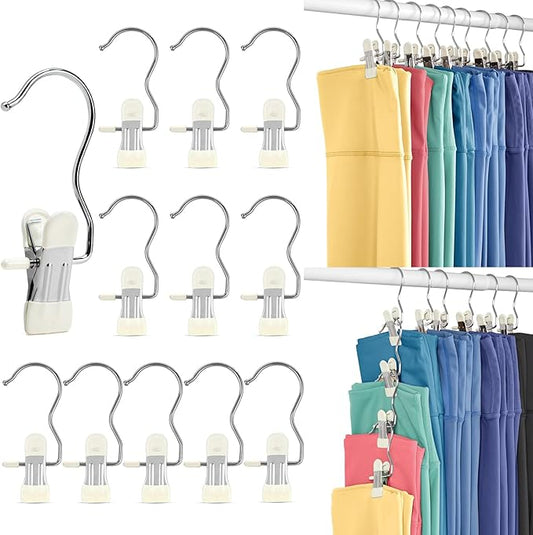 Closet Organizers and Storage Clips 40 Pack, Legging Organizer for Closet Yoga Pants Hangers Hanging Chip Clips, Space Saving Hanger Organization and Storage for Home Organization of Hat, Bag- Ivory