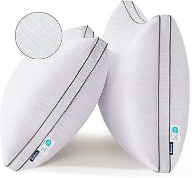 Bedsure Bed Pillows Queen Size Set of 2 - Fluffy & Soft Queen Size Filling for Sleeping, Hotel Quality Gusseted Pillow with Down Alternative for Back, Stomach, or Side Sleeper