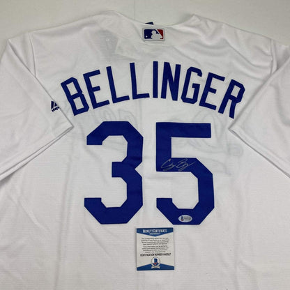 Autographed/Signed Cody Bellinger Los Angeles LA White Baseball Jersey Beckett BAS COA