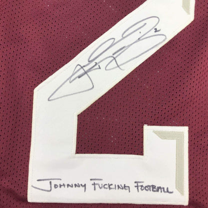 Autographed/Signed Johnny FN Football Manziel Texas A&M Maroon College Jersey JSA COA
