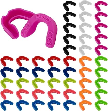 50 Pcs Sports Mouth Guards Gum Mouthguard Teeth Armor Game Guard for Boxing Basketball Football Hockey Karate Basketball Rugby Match Wrestling Karate Flag Football Matches(Multiple Color)