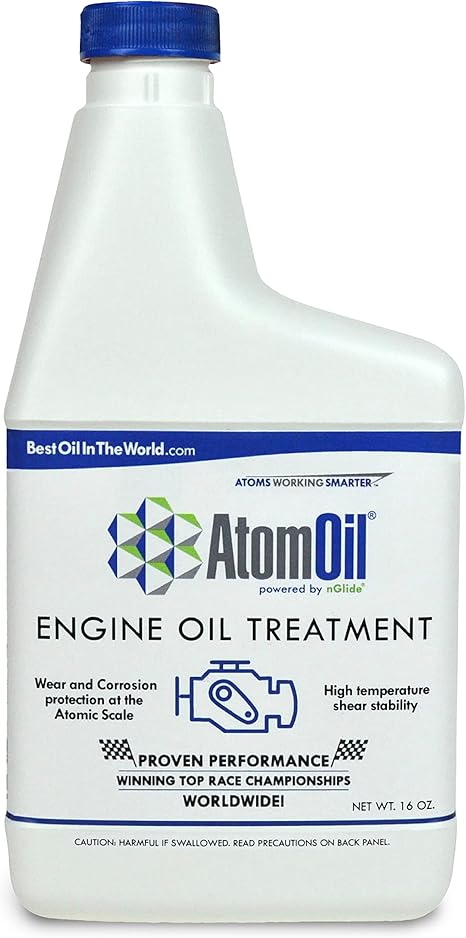AtomOil Oil Additive for Car Engine and Protection | Nano Technology Motor High Mileage Treatment | Atomic Scale Protective Oil Treatment, 16 Oz. Bottle