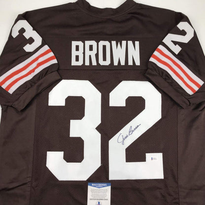 Autographed/Signed Jim Brown Cleveland Football Brown Jersey Beckett BAS COA