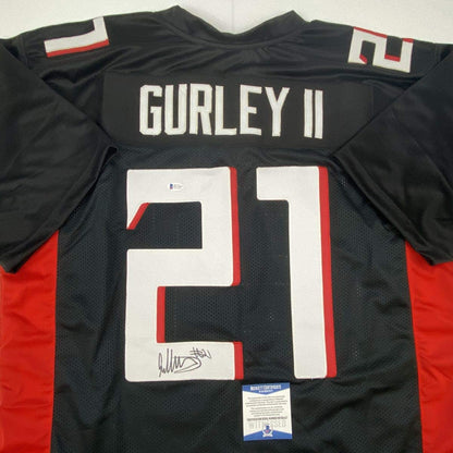 Autographed/Signed Todd Gurley II Atlanta Black Football Jersey Beckett BAS COA